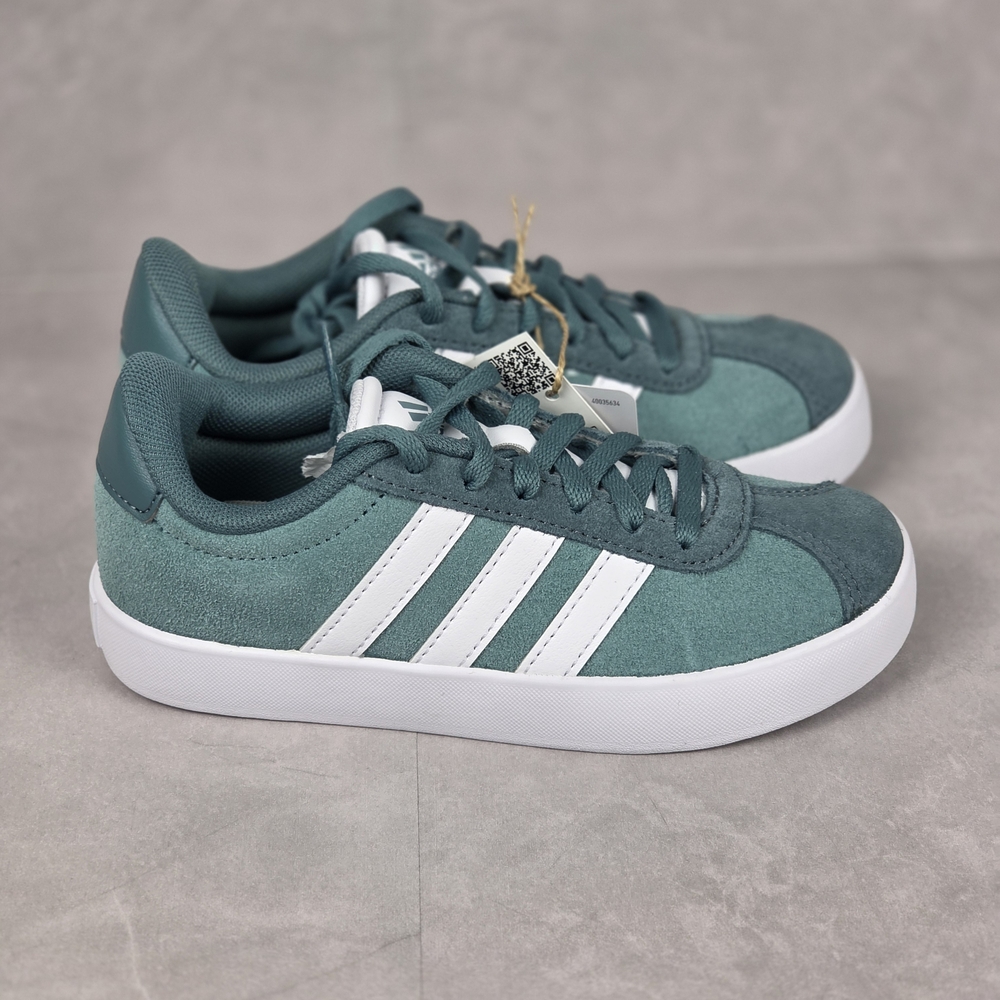 Adidas Kid's Green and White Sneakers